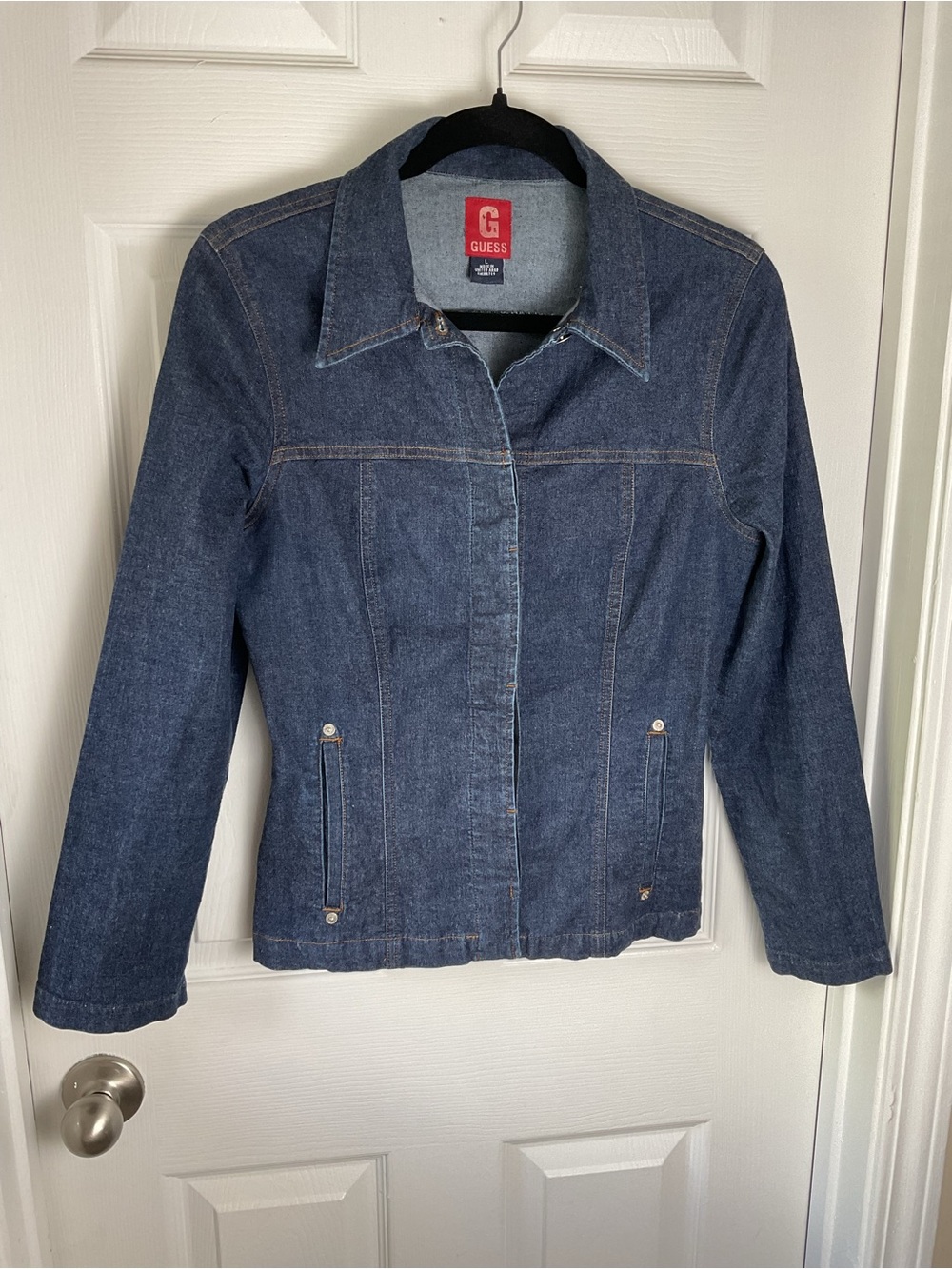 GUESS U.S.A. Collection Tradition Women’s Blue Jean Jacket Size L Button Front